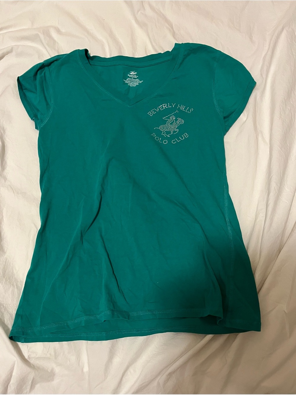 Beverly Hills Polo Club Teal V-Neck Short Sleeve Tee